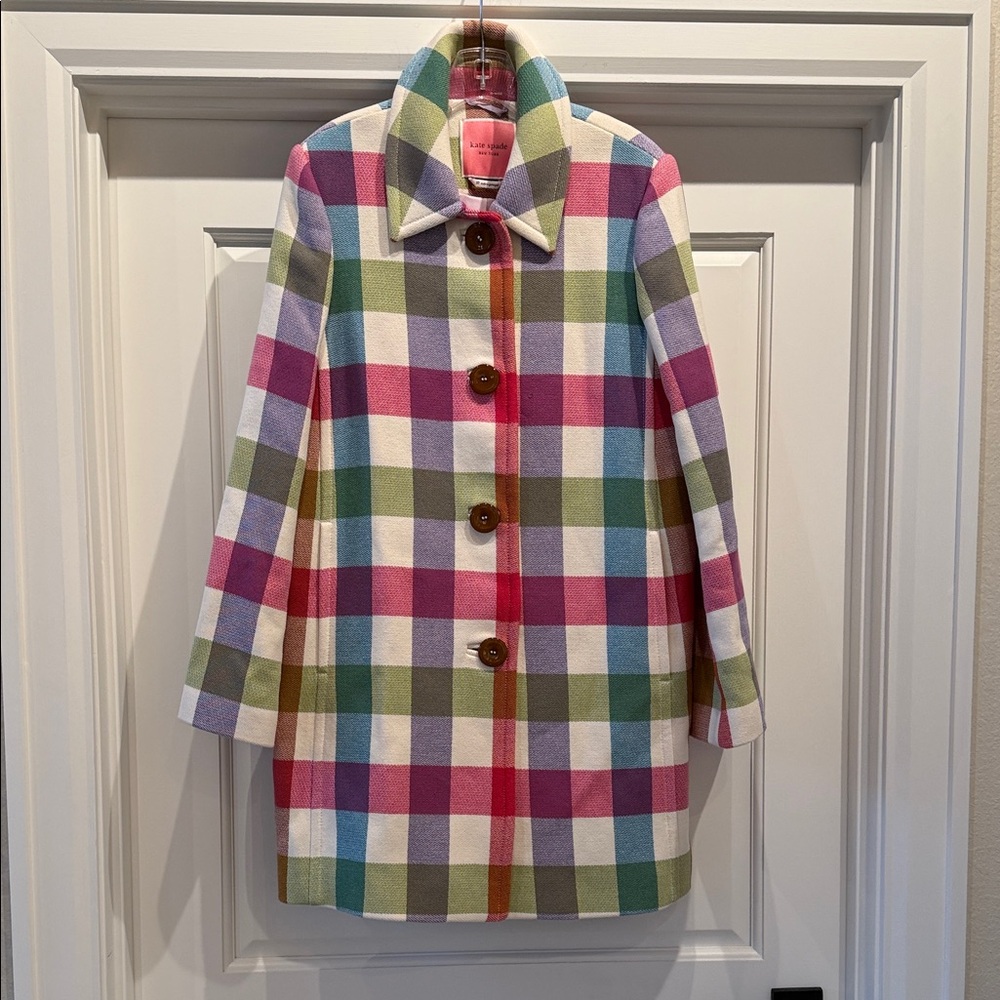 Kate Spade New York Gorgeous Multicolor Plaid Coat